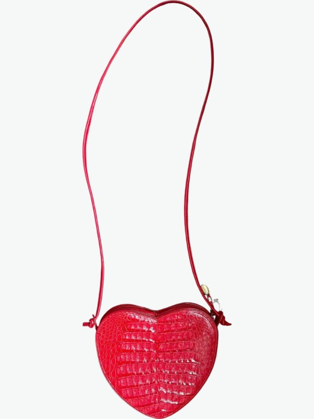 Maxima Italy Red Croc Leather Heart Shaped Crossbody Bag Purse